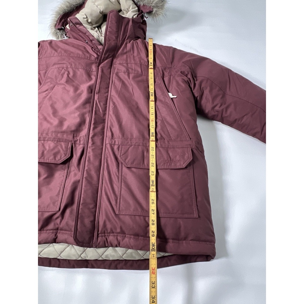 LL Bean Mens Parka Coat Jacket L Maroon Goose Down Faux Fur Hooded Gore-Tex EUC - Picture 10 of 16